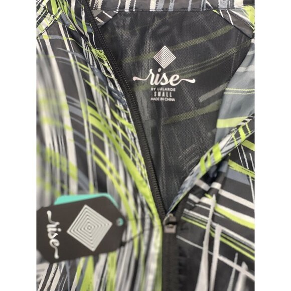 NWT Rise by LuLaRoe Determined Athletic Zip Jacket Small Black Green Hi-Low Vent - Picture 9 of 16